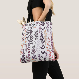 Purple Floral Patterned Tote Bag