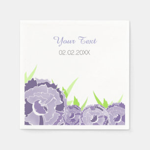 purple floral personalised wedding napkins