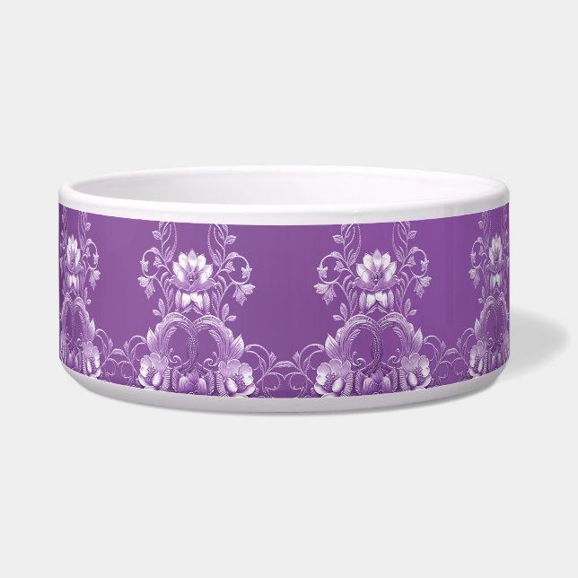 Purple Floral Pet Bowl (Left)