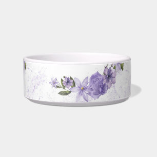 Purple Floral Pet Bowl