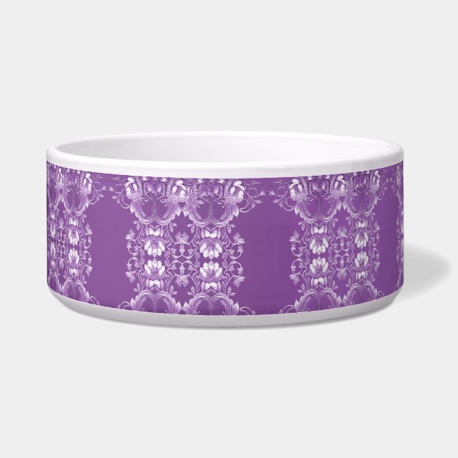 Purple Floral Pet Bowl (Left)