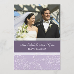 Purple Floral Photo Elopement Announcement Cards