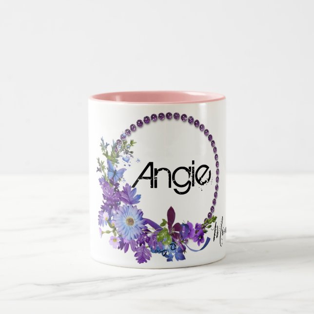 Purple Floral Pink Mug (Center)