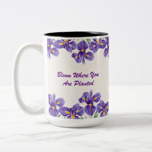 Purple Floral Planted Two-Tone Coffee Mug