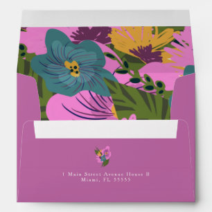 Purple Floral Plants Hand Drawn Bridal Shower Envelope