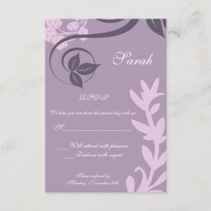 purple floral polka dot rsvp card