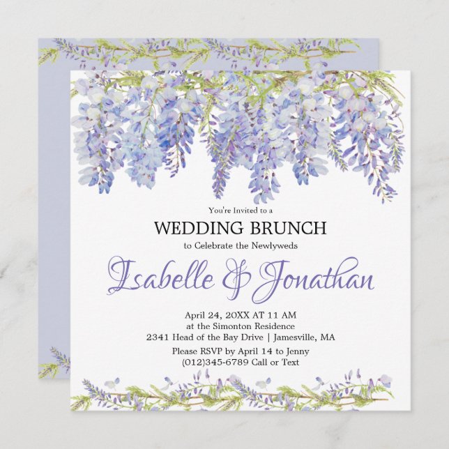 Purple Floral Post-Wedding Brunch Invitation (Front/Back)