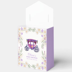Purple Floral Princess Carriage Girl Baby Shower  Favour Box