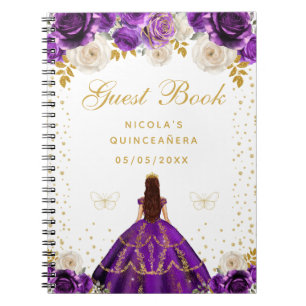 Purple Floral Princess Quinceañera Notebook