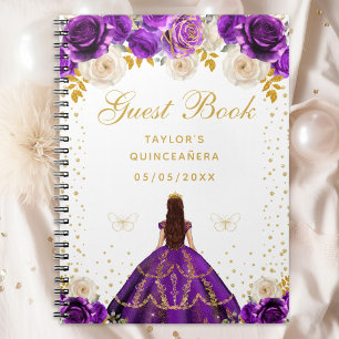 Purple Floral Princess Quinceañera Notebook