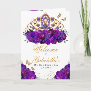 Purple Floral Princess Tiara Quinceanera Program