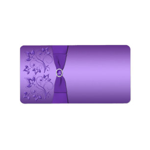 Purple Floral Print at Home Address Label