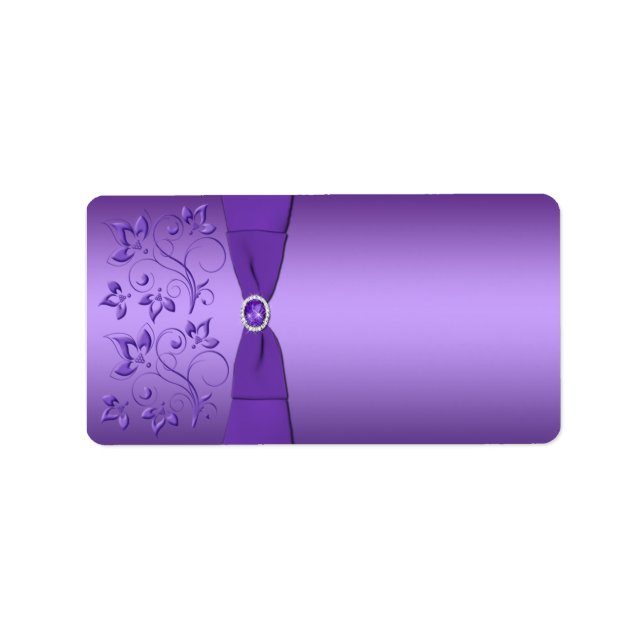 Purple Floral Print at Home Address Label (Front)