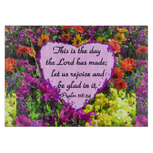 PURPLE FLORAL PSALM 118:24 PHOTO DESIGN CUTTING BOARD