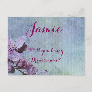 Purple Floral Purple and Blue Invitation Postcard