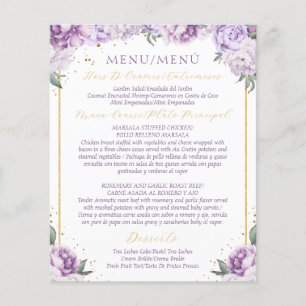 Purple Floral Quinceañera Budget Friendly Menu