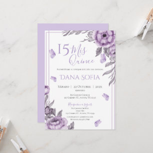 Purple Floral Quincenera Invitation Spanish