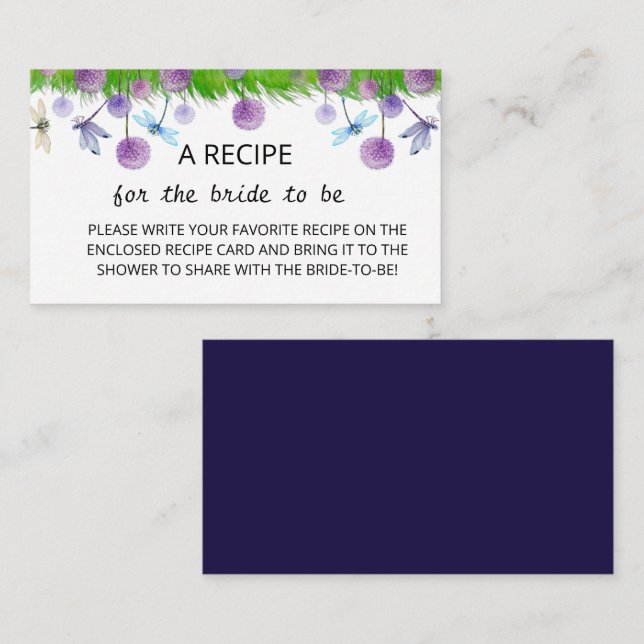 Purple Floral Recipe  Enclosure Card  (Front/Back)