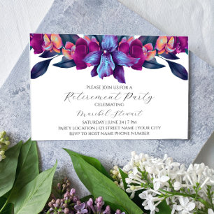 Purple Floral Retirement Party Invitation