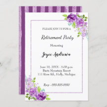 Purple Floral Retirement Party Invitation