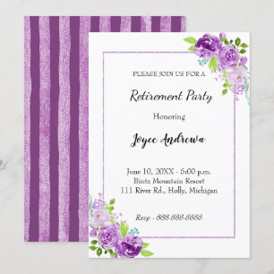 Purple Floral Retirement Party Invitation