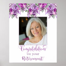 Purple Floral Retirement Party Poster