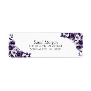 Purple Floral Return Address Label