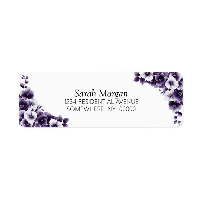 Purple Floral Return Address Label (Front)