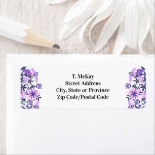 Purple Floral Return Address Label