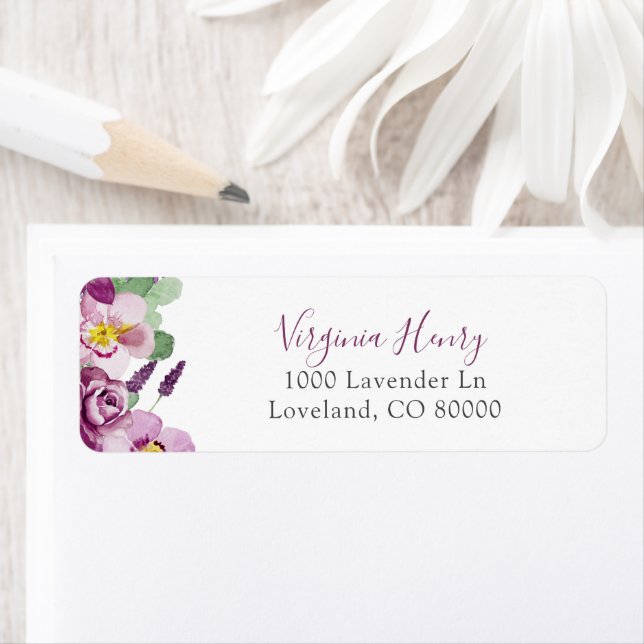 Purple Floral Return Address Label (Insitu)
