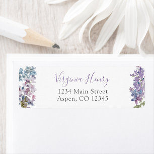 Purple Floral Return Address Label