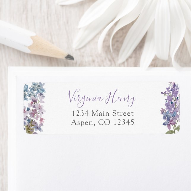 Purple Floral Return Address Label (Purple Floral Address Label by Painted Paperie
)