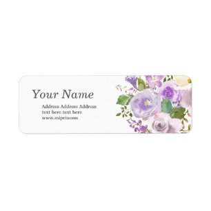 purple floral return address stickers