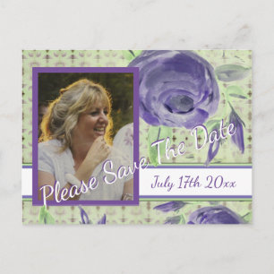 Purple Floral Rose Design Postcard