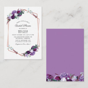 Purple Floral Rose Gold Frame Bridal Shower Budget Card