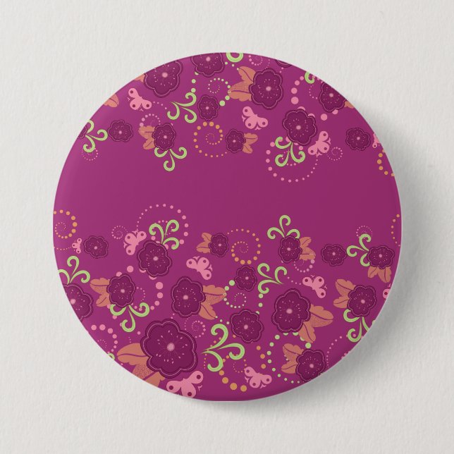 Purple floral round button (Front)
