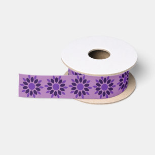 Purple Floral Satin Ribbon