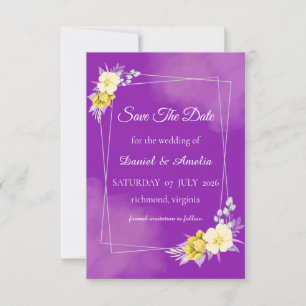 Purple Floral Save The Date Card