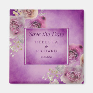 Purple Floral Save the Date Magnet