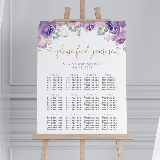 Purple floral seating chart (Creator Uploaded)