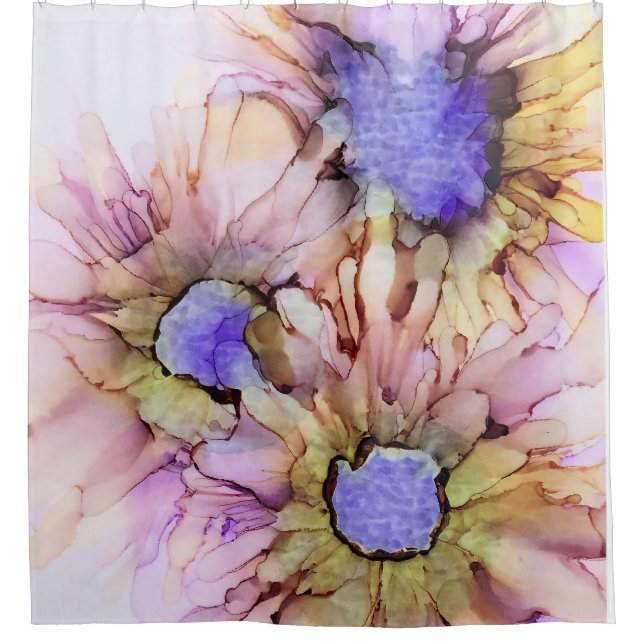 Purple Floral Shower Curtain (Front)