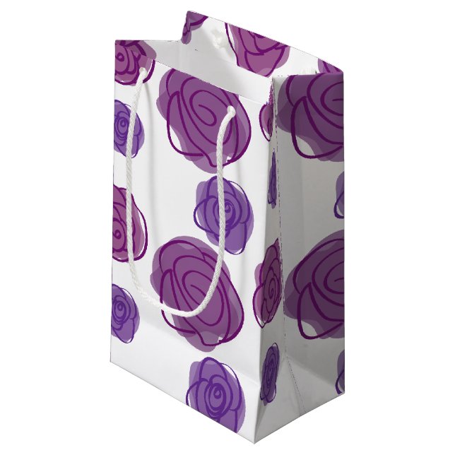 Purple Floral Small Gift Bag (Front Angled)