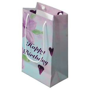 Purple Floral Small Gift-Bag With Blue Gift Bag