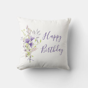 Purple floral spray custom cushion