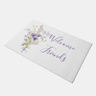 Purple floral spray custom doormat