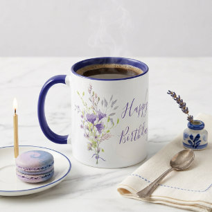 Purple floral spray custom  mug