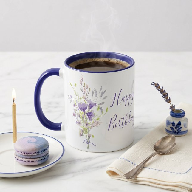 Purple floral spray custom mug (Creator Uploaded)