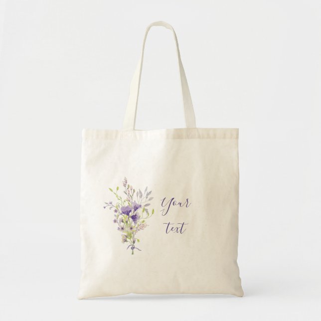 Purple floral spray custom  tote bag (Front)