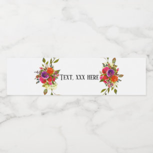 purple floral spring flowers water bottle label