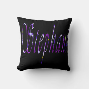 Purple Floral Stephani Name, Cushion